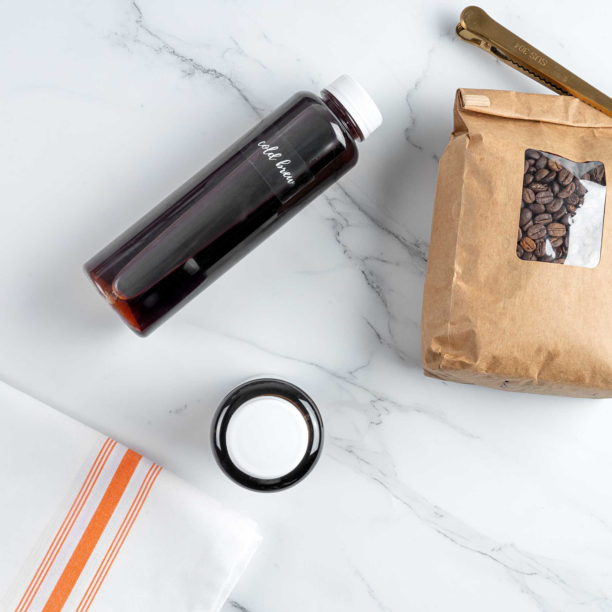 Label Tek Plastic Cold Brew Label - Clear with White Font, Water-Resistant - 2" x 1" - 100 count box