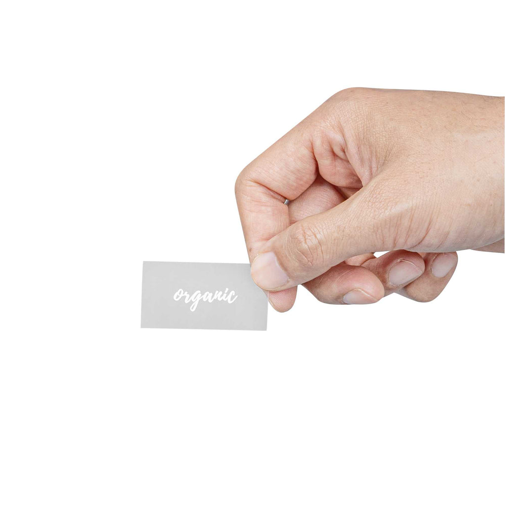 Label Tek Plastic Organic Label - Clear with White Font, Water-Resistant - 2" x 1" - 100 count box