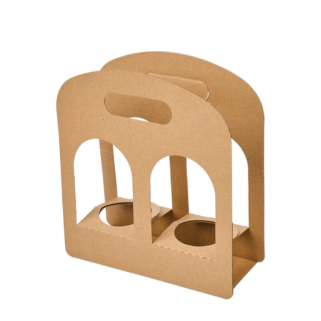 Restpresso Kraft Paper Sunrise Drink Carrier - Fits 2 Cups - 9 3/4" x 4" x 10 3/4" - 100 count box