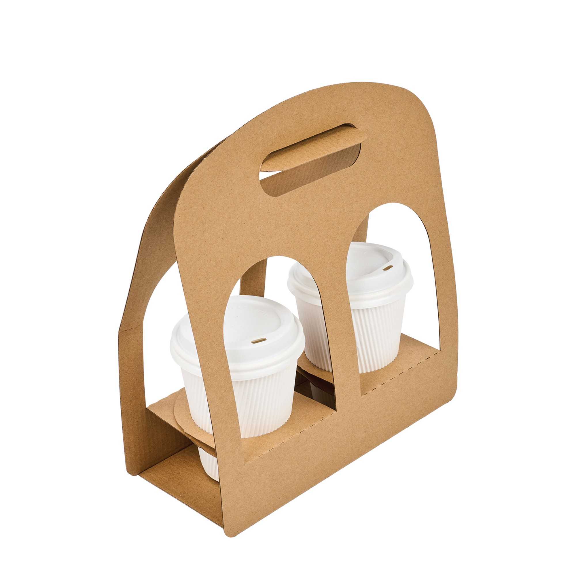 Restpresso Kraft Paper Sunrise Drink Carrier - Fits 2 Cups - 9 3/4" x 4" x 10 3/4" - 100 count box