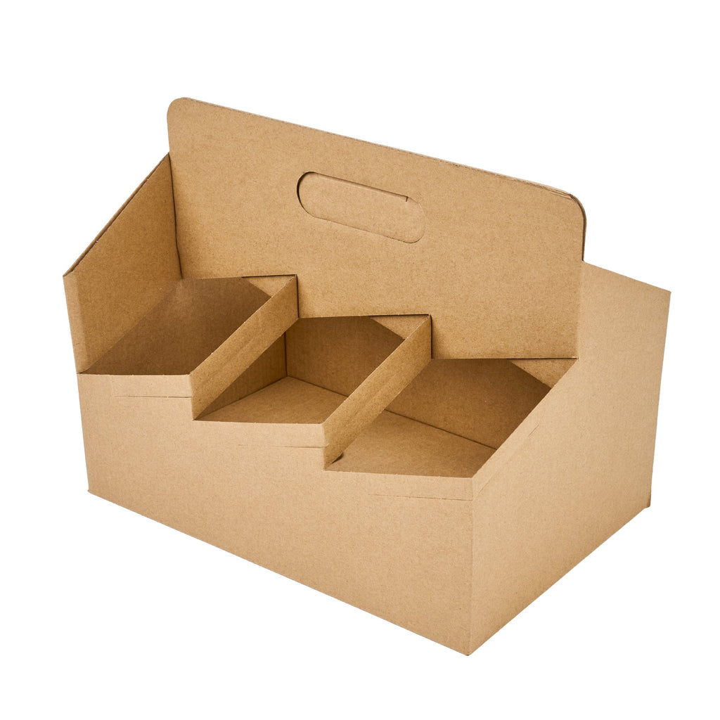 Restpresso Kraft Paper Altalena Drink Carrier - Fits 6 Cups - 11 3/4" x 7 3/4" x 9 1/2" - 100 count box