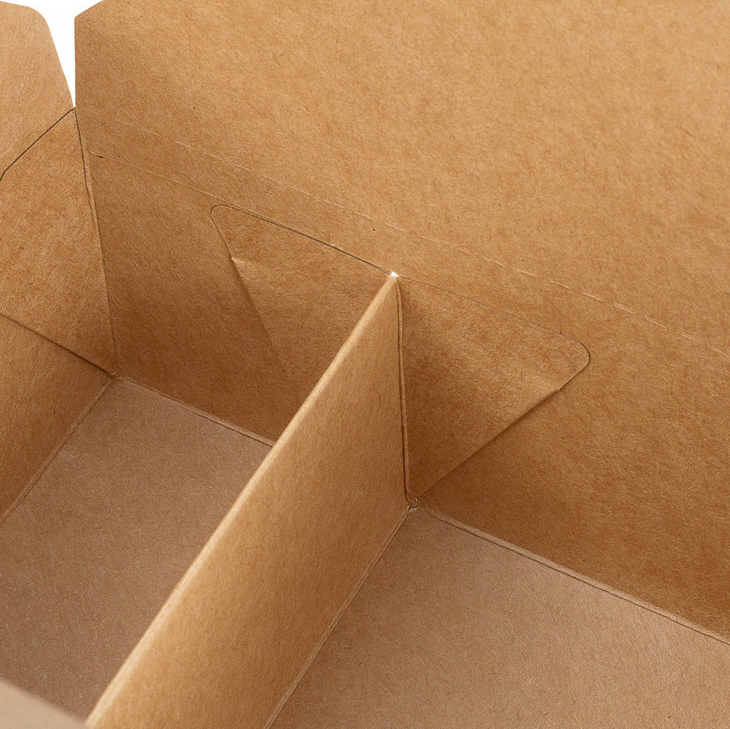 Bio Tek 47 oz Rectangle Kraft Paper #3 Bio Box Take Out Container - 2-Compartment - 6 1/2" x 5 1/4" x 2 1/2" - 200 count box