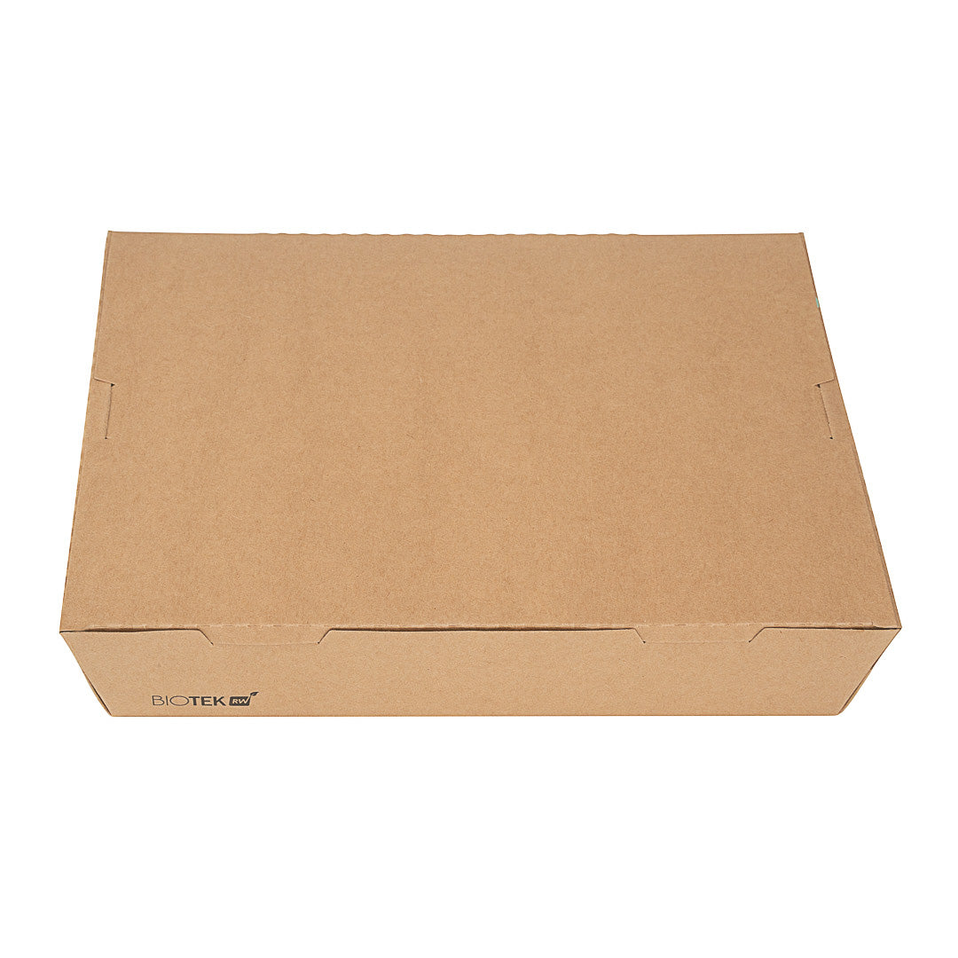 Bio Tek 78 oz Rectangle Kraft Paper Bento Box - 3-Compartment - 11" x 9" x 2" - 100 count box