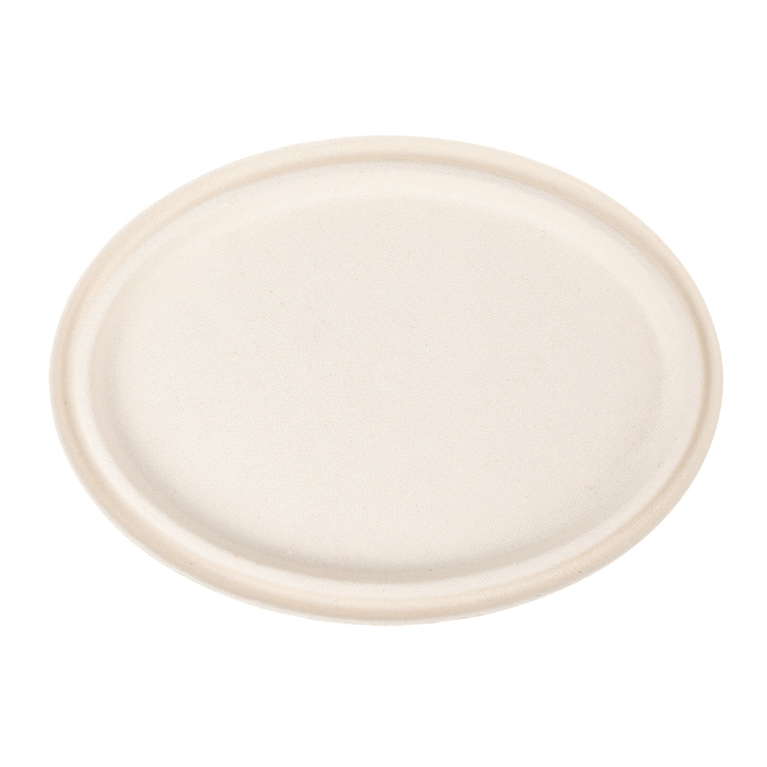 Pulp Tek Oval Natural Sugarcane / Bagasse Lid - Fits 2-Compartment Catering Bowl - 100 count box