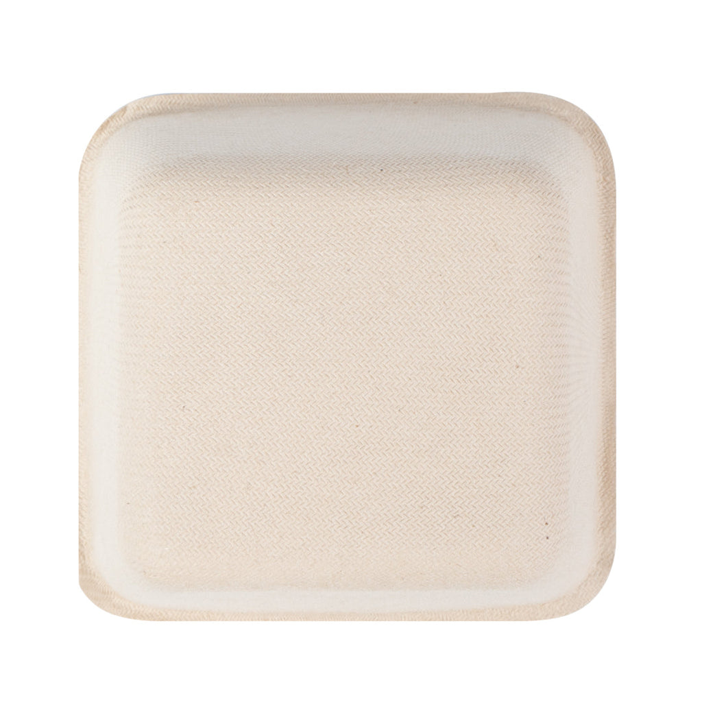 Pulp Tek 9 oz Square Natural Sugarcane / Bagasse Bowl - 3 3/4" x 3 3/4" x 2" - 100 count box