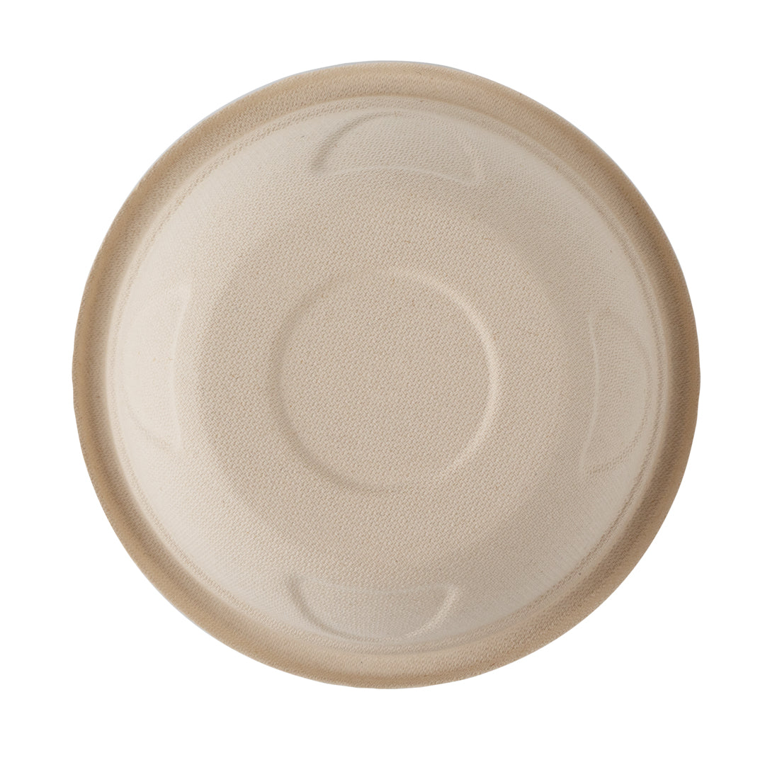 Pulp Tek 25 oz Round Natural Sugarcane / Bagasse Deco Bowl - 7" x 7" x 2" - 100 count box