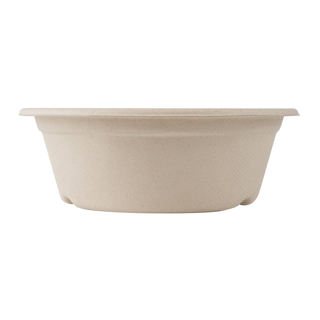 Pulp Tek 30 oz Round Natural Sugarcane / Bagasse To Go Bowl - 7" x 7" x 2 1/2" - 100 count box