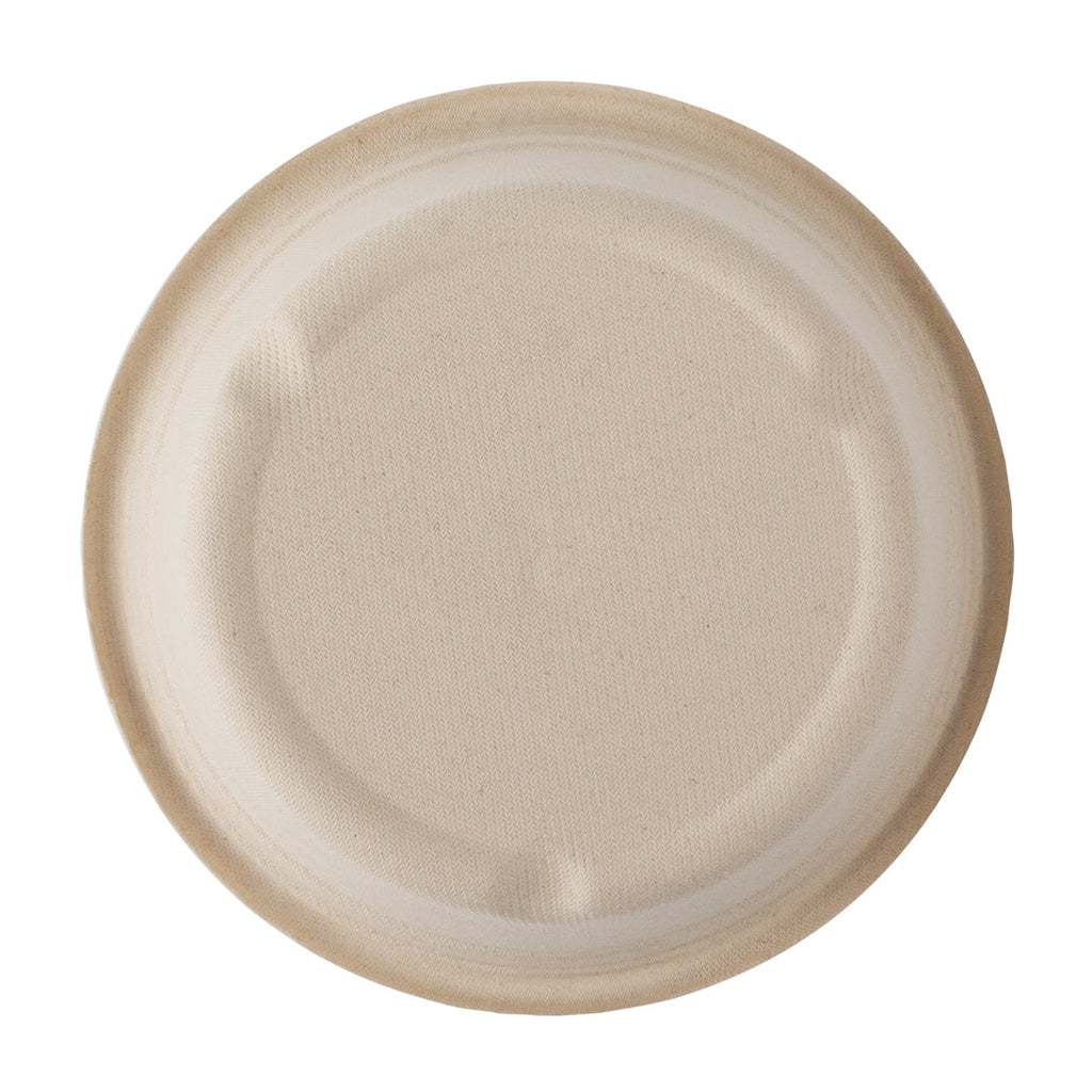 Pulp Tek 30 oz Round Natural Sugarcane / Bagasse To Go Bowl - 7" x 7" x 2 1/2" - 100 count box
