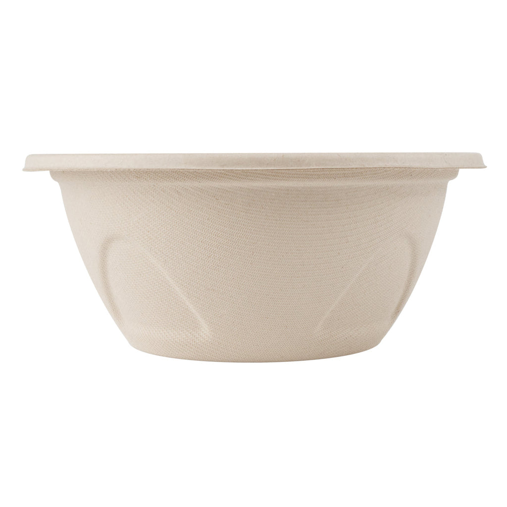 Pulp Tek 36 oz Round Natural Sugarcane / Bagasse Deco Bowl - 7" x 7" x 3 1/4" - 100 count box