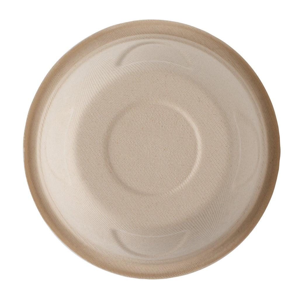 Pulp Tek 36 oz Round Natural Sugarcane / Bagasse Deco Bowl - 7" x 7" x 3 1/4" - 100 count box