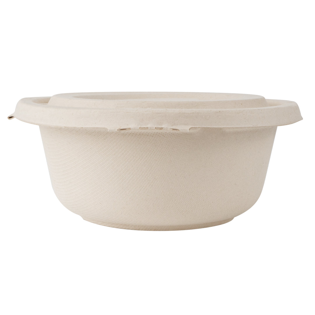 Pulp Tek Round Natural Sugarcane / Bagasse Flat Lid - Fits To Go Bowl - 100 count box