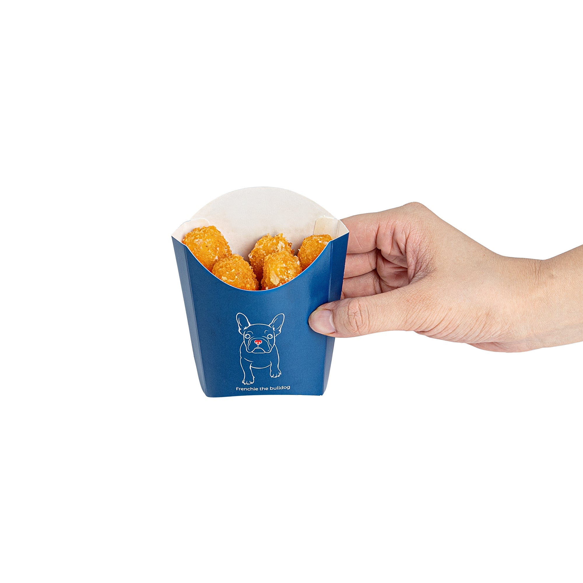 Bio Tek 2 oz Frenchie Paper Fry Cup / Snack Container - 4" x 2 3/4" x 3 1/2" - 100 count box