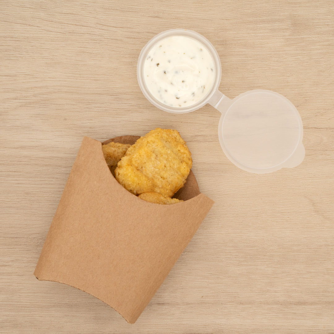 Bio Tek 2 oz Kraft Paper Fry Cup / Snack Container - 4" x 2 3/4" x 3 1/2" - 100 count box