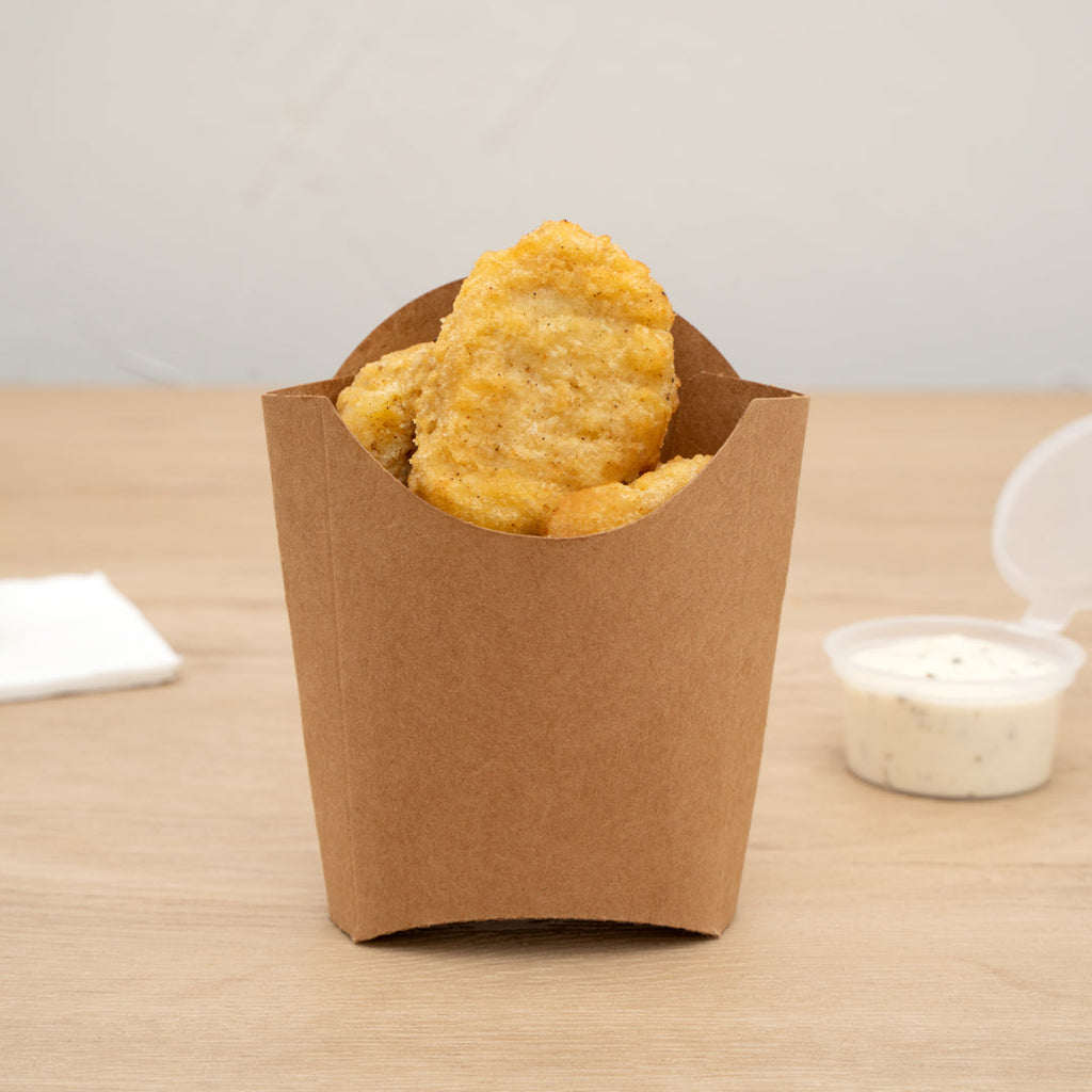 Bio Tek 2 oz Kraft Paper Fry Cup / Snack Container - 4" x 2 3/4" x 3 1/2" - 100 count box