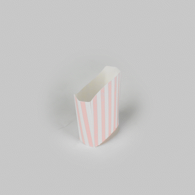Bio Tek 2 oz Pink and White Stripe Paper Fry Cup / Snack Container - 4" x 2 3/4" x 3 1/2" - 100 count box