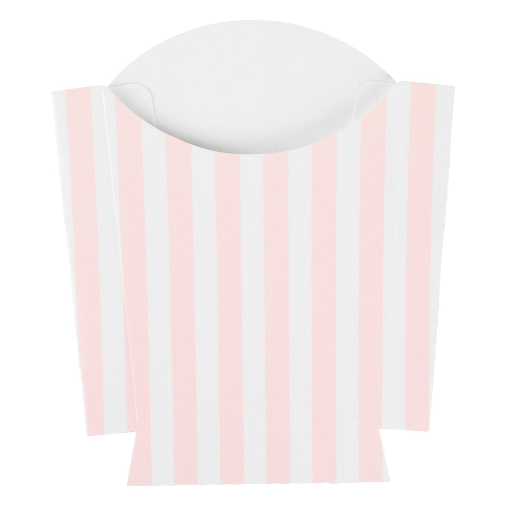 Bio Tek 2 oz Pink and White Stripe Paper Fry Cup / Snack Container - 4" x 2 3/4" x 3 1/2" - 100 count box