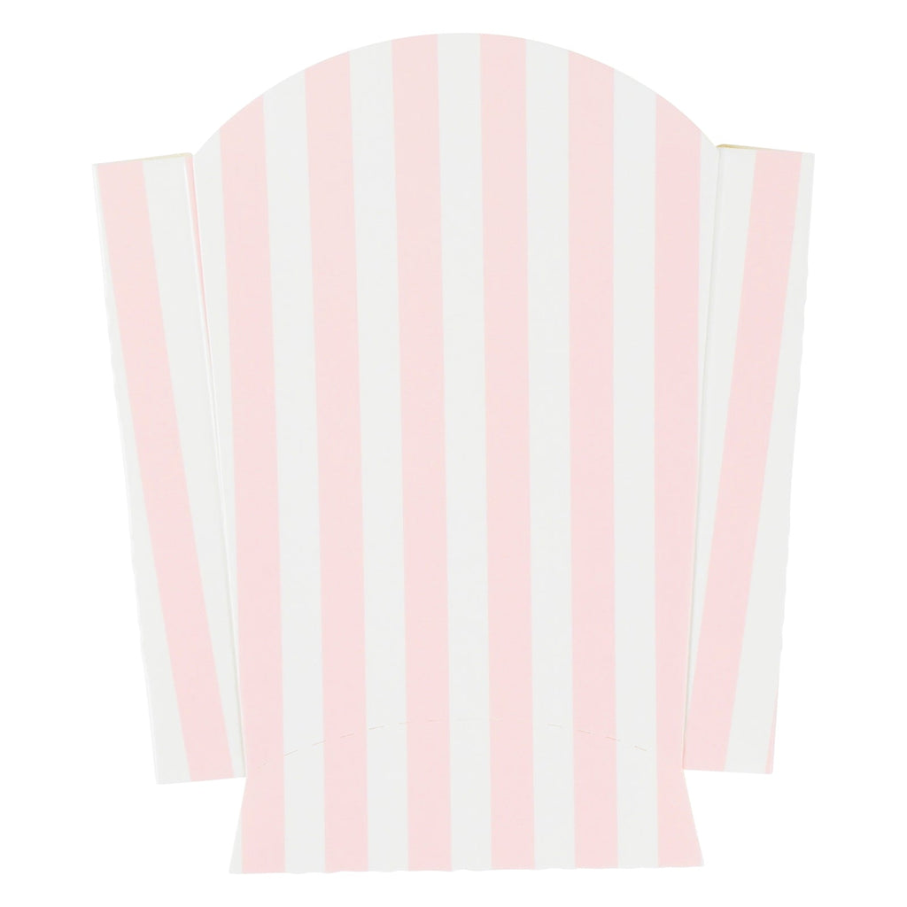 Bio Tek 2 oz Pink and White Stripe Paper Fry Cup / Snack Container - 4" x 2 3/4" x 3 1/2" - 100 count box