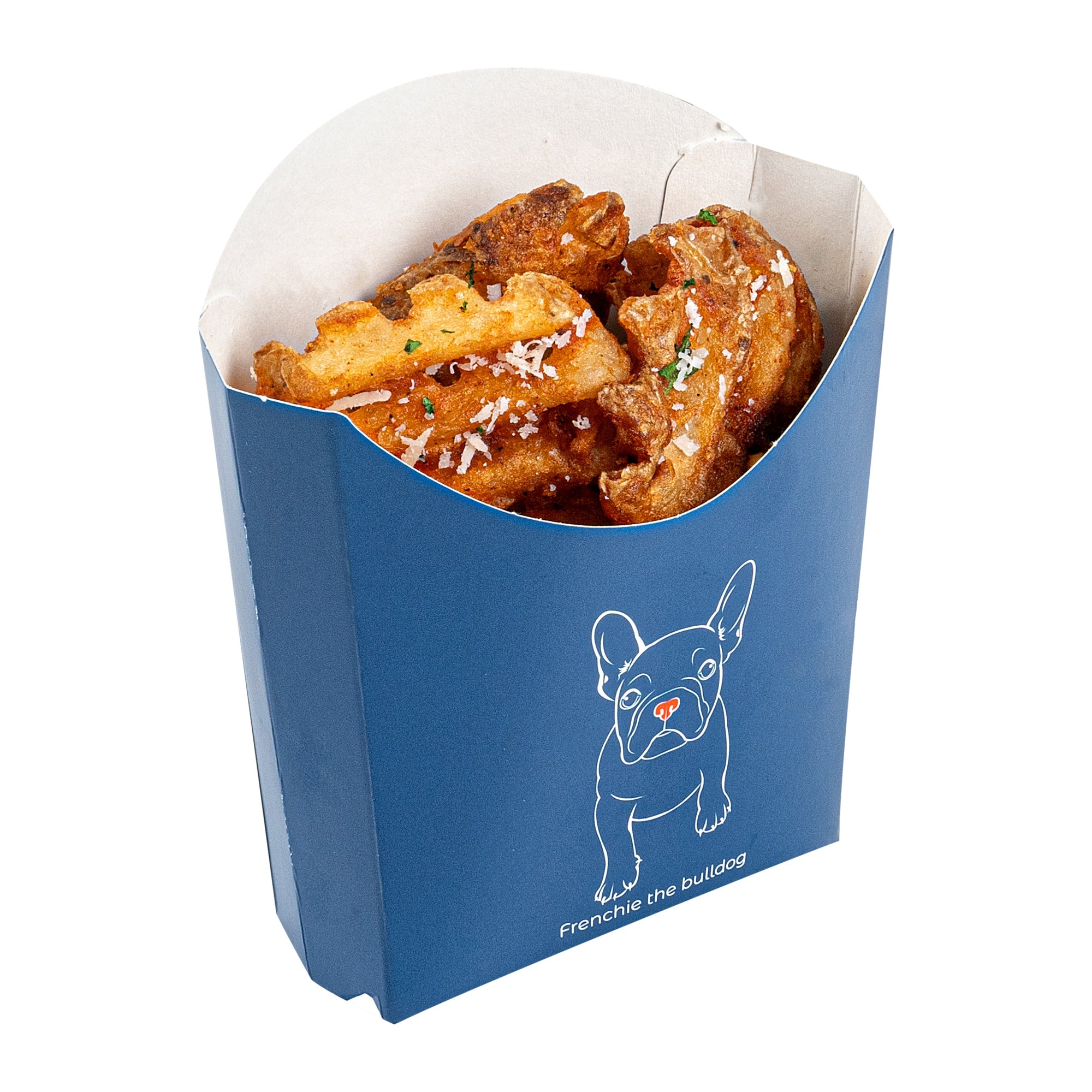 Bio Tek 3 oz Frenchie Paper Fry Cup / Snack Container - 4 1/2" x 3 1/4" x 3 3/4" - 100 count box