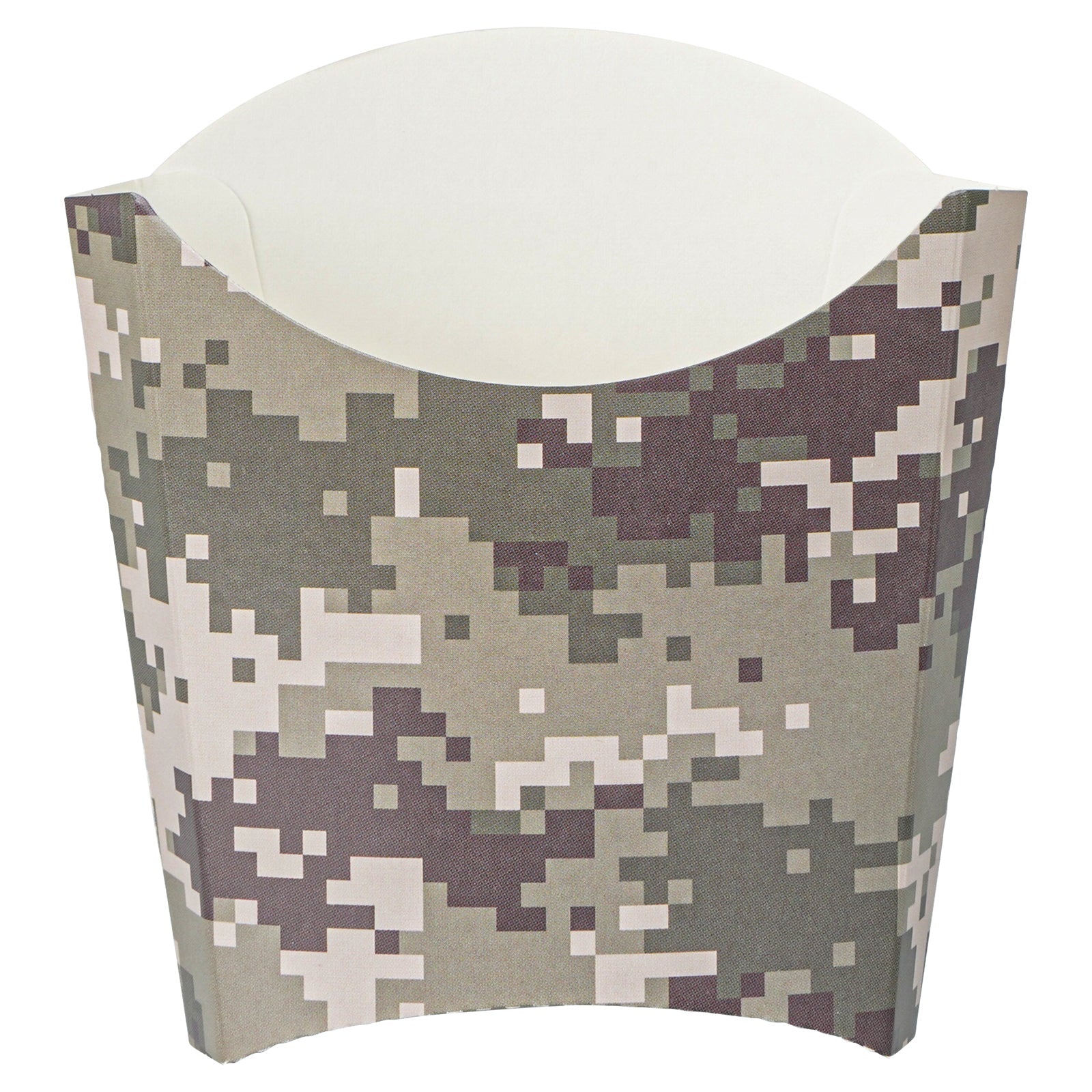 Bio Tek 3 oz Camouflage Paper Fry Cup / Snack Container - 4 1/2" x 3 1/4" x 3 3/4" - 100 count box