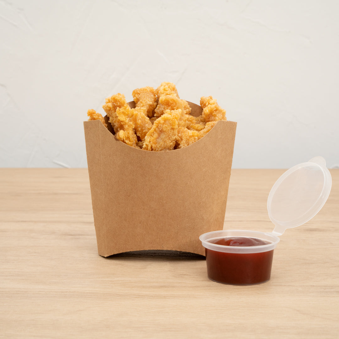 Bio Tek 3 oz Kraft Paper Fry Cup / Snack Container - 4 1/2" x 3 1/4" x 3 3/4" - 100 count box