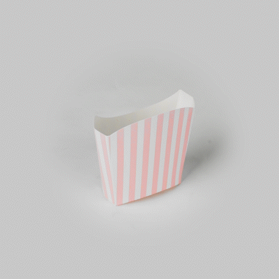 Bio Tek 3 oz Pink and White Stripe Paper Fry Cup / Snack Container - 4 1/2" x 3 1/4" x 3 3/4" - 100 count box