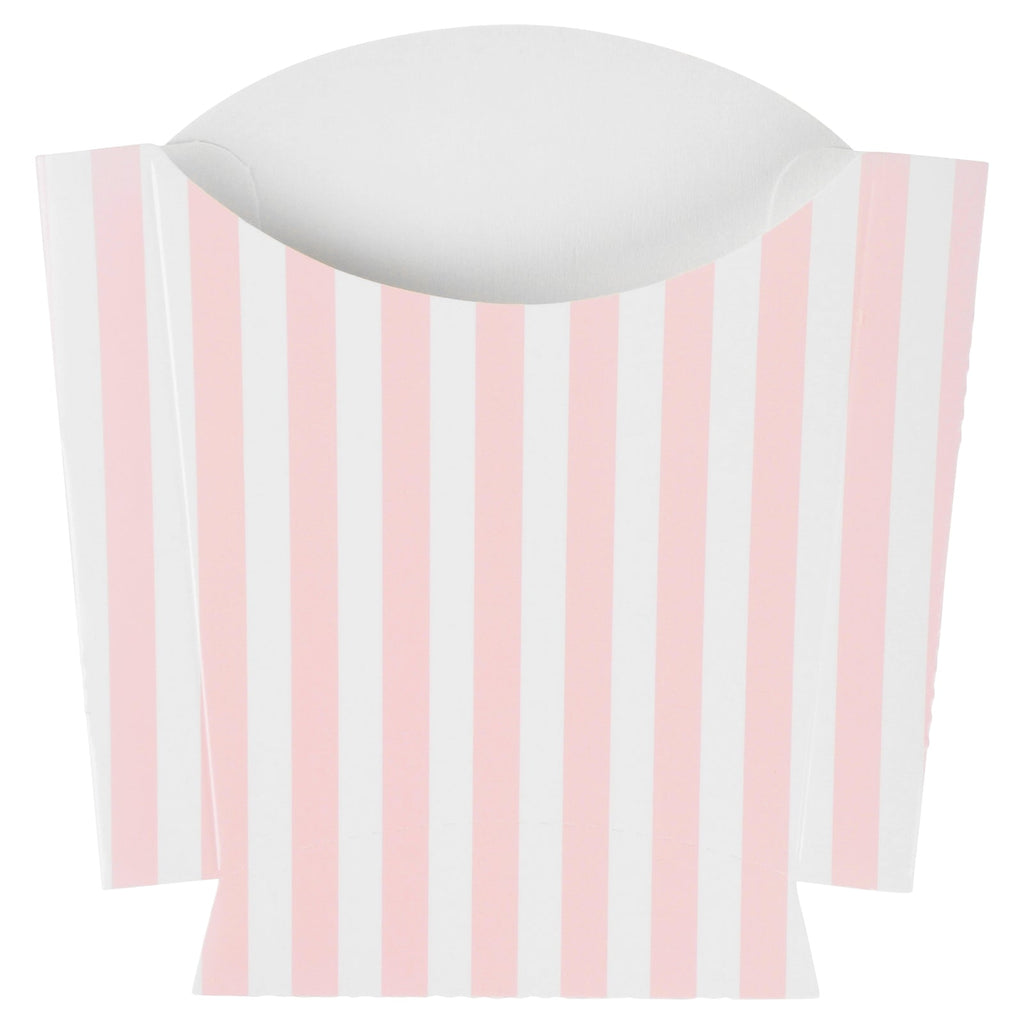 Bio Tek 3 oz Pink and White Stripe Paper Fry Cup / Snack Container - 4 1/2" x 3 1/4" x 3 3/4" - 100 count box