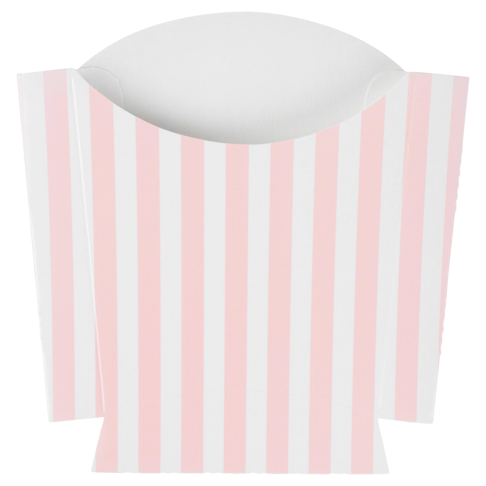 Bio Tek 3 oz Pink and White Stripe Paper Fry Cup / Snack Container - 4 1/2" x 3 1/4" x 3 3/4" - 100 count box