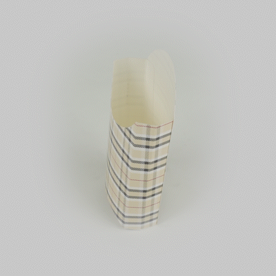 Bio Tek 4 oz Plaid Paper Fry Cup / Snack Container - 4 3/4" x 3 1/2" x 5" - 100 count box