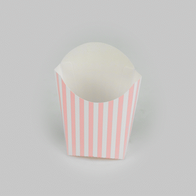 Bio Tek 4 oz Pink and White Stripe Paper Fry Cup / Snack Container - 4 3/4" x 3 1/2" x 5" - 100 count box