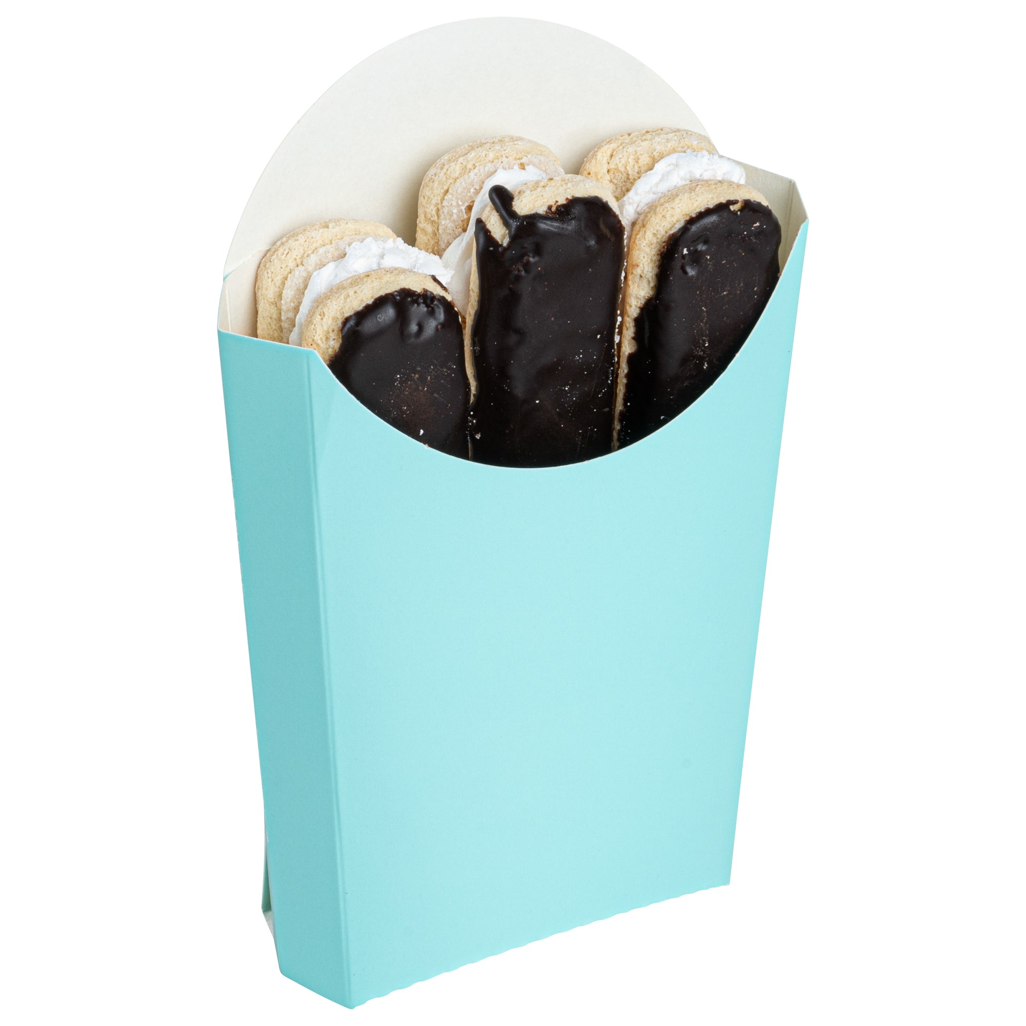 Bio Tek 4 oz Turquoise Paper Fry Cup / Snack Container - 4 3/4" x 3 1/2" x 5" - 100 count box