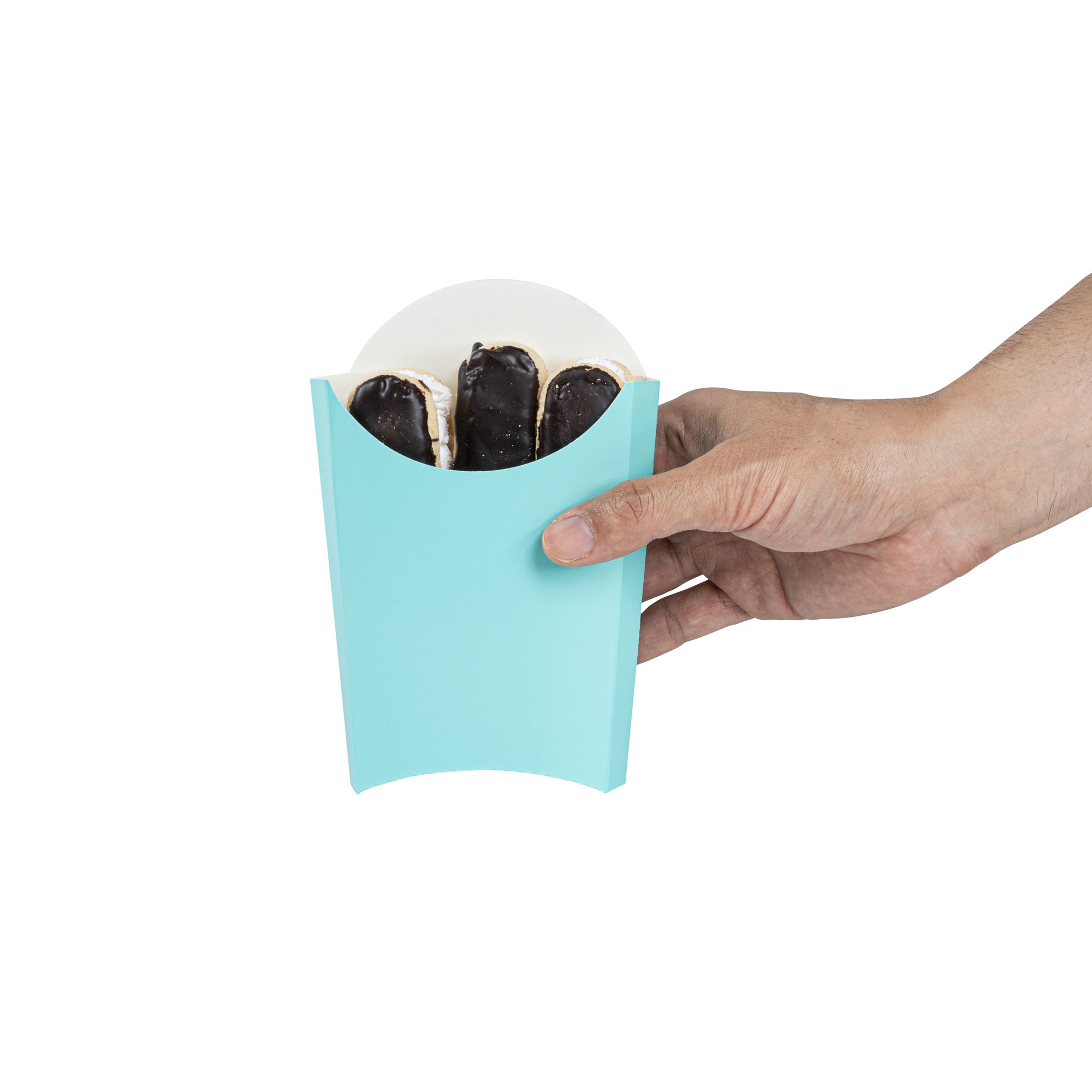 Bio Tek 4 oz Turquoise Paper Fry Cup / Snack Container - 4 3/4" x 3 1/2" x 5" - 100 count box