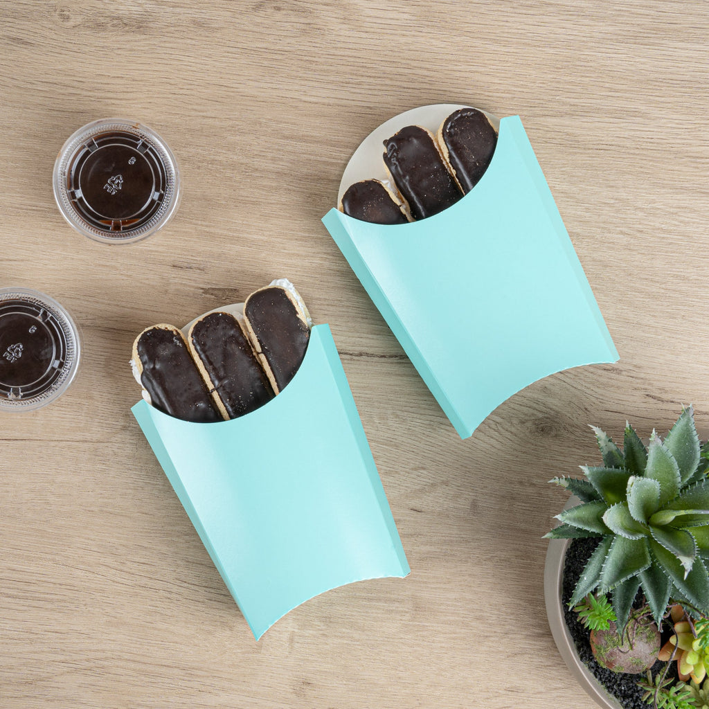 Bio Tek 4 oz Turquoise Paper Fry Cup / Snack Container - 4 3/4" x 3 1/2" x 5" - 100 count box