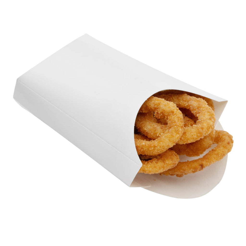 Bio Tek 4 oz White Paper Fry Cup / Snack Container - 4 3/4" x 3 1/2" x 5" - 100 count box