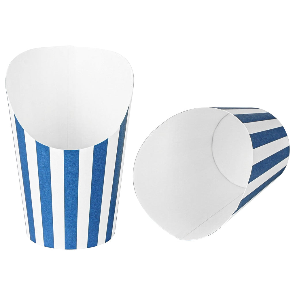 Bio Tek 12 oz Round Blue and White Stripe Paper Incline Cup - 3 1/2" x 3 1/2" x 4 3/4" - 100 count box