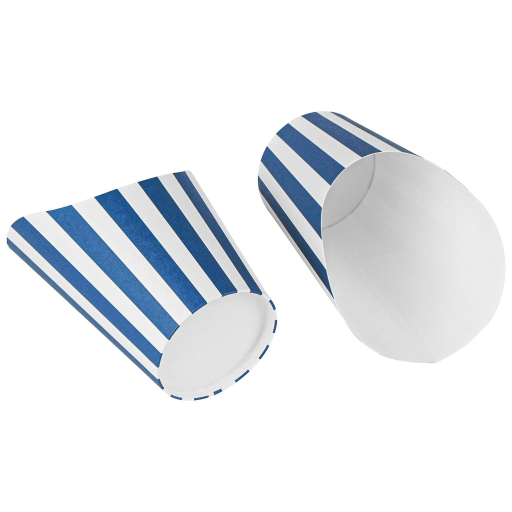 Bio Tek 12 oz Round Blue and White Stripe Paper Incline Cup - 3 1/2" x 3 1/2" x 4 3/4" - 100 count box