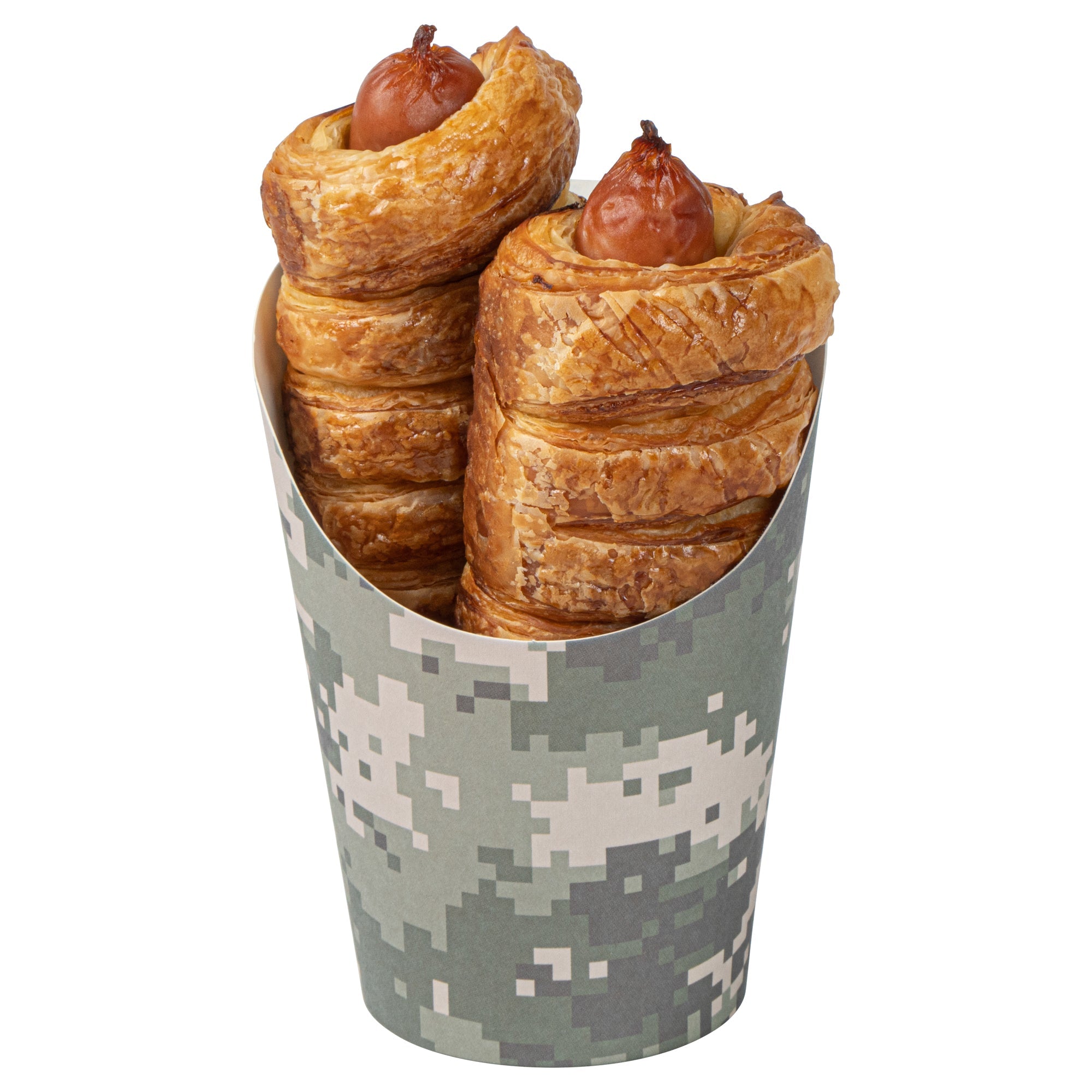 Bio Tek 12 oz Round Camouflage Paper Incline Cup - 3 1/2" x 3 1/2" x 4 3/4" - 100 count box