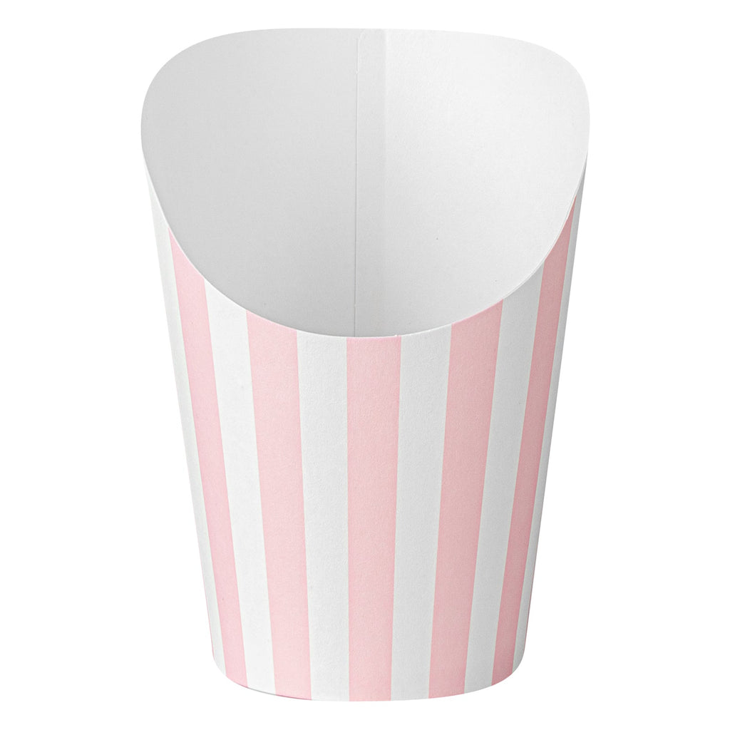 Bio Tek 12 oz Round Pink and White Stripe Paper Incline Cup - 3 1/2" x 3 1/2" x 4 3/4" - 100 count box