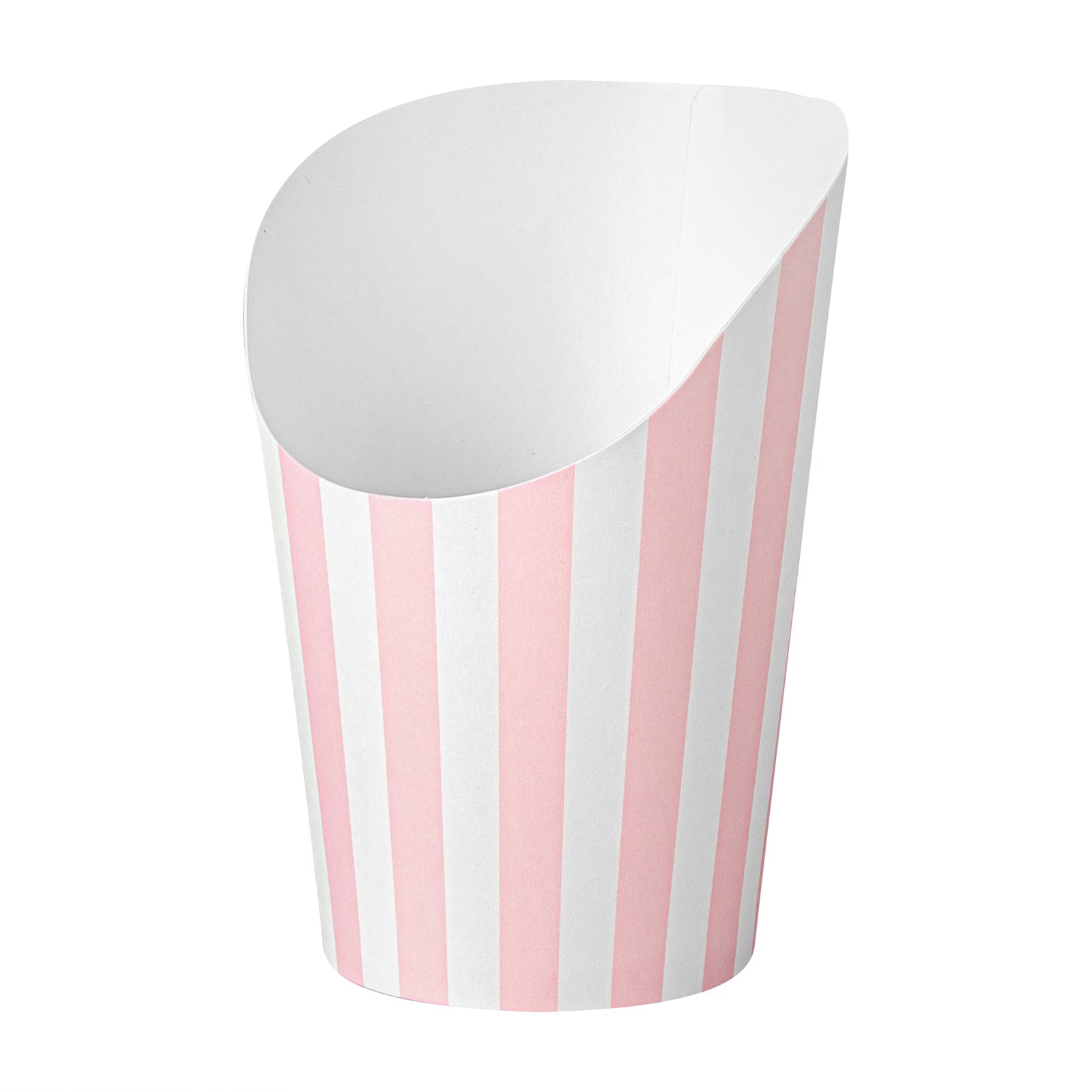 Bio Tek 12 oz Round Pink and White Stripe Paper Incline Cup - 3 1/2" x 3 1/2" x 4 3/4" - 100 count box