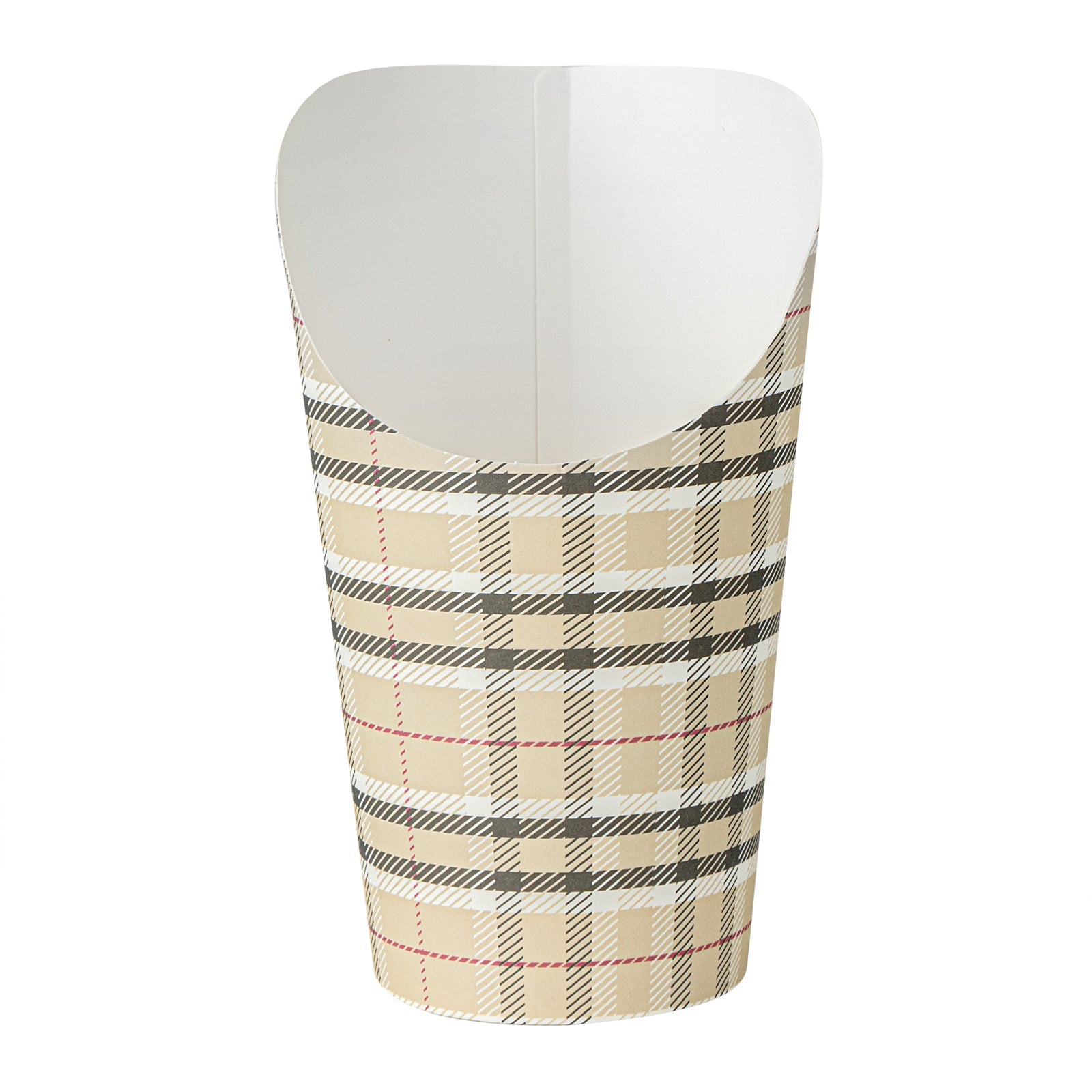 Bio Tek 16 oz Round Plaid Paper Incline Cup - 3 1/2" x 3 1/2" x 5 3/4" - 100 count box