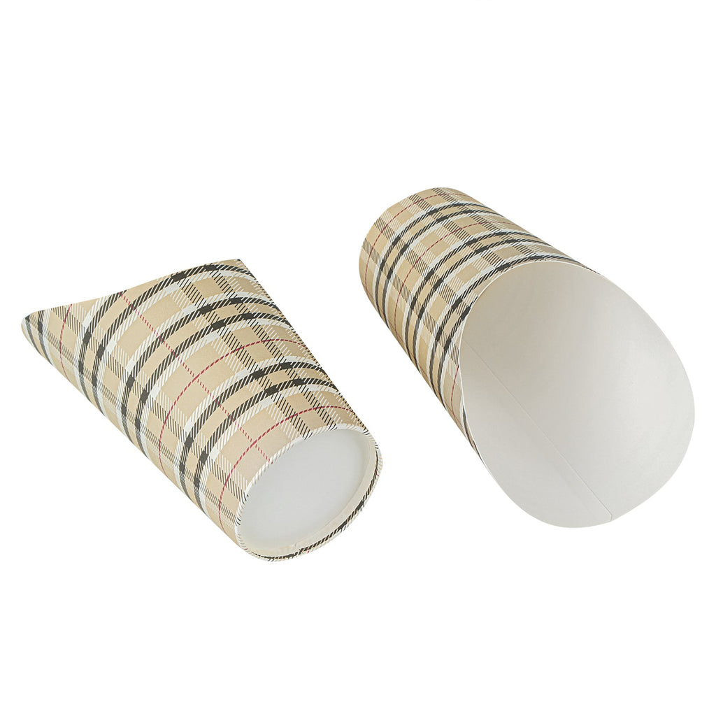 Bio Tek 16 oz Round Plaid Paper Incline Cup - 3 1/2" x 3 1/2" x 5 3/4" - 100 count box