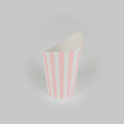 Bio Tek 16 oz Round Pink and White Stripe Paper Incline Cup - 3 1/2" x 3 1/2" x 5 3/4" - 100 count box