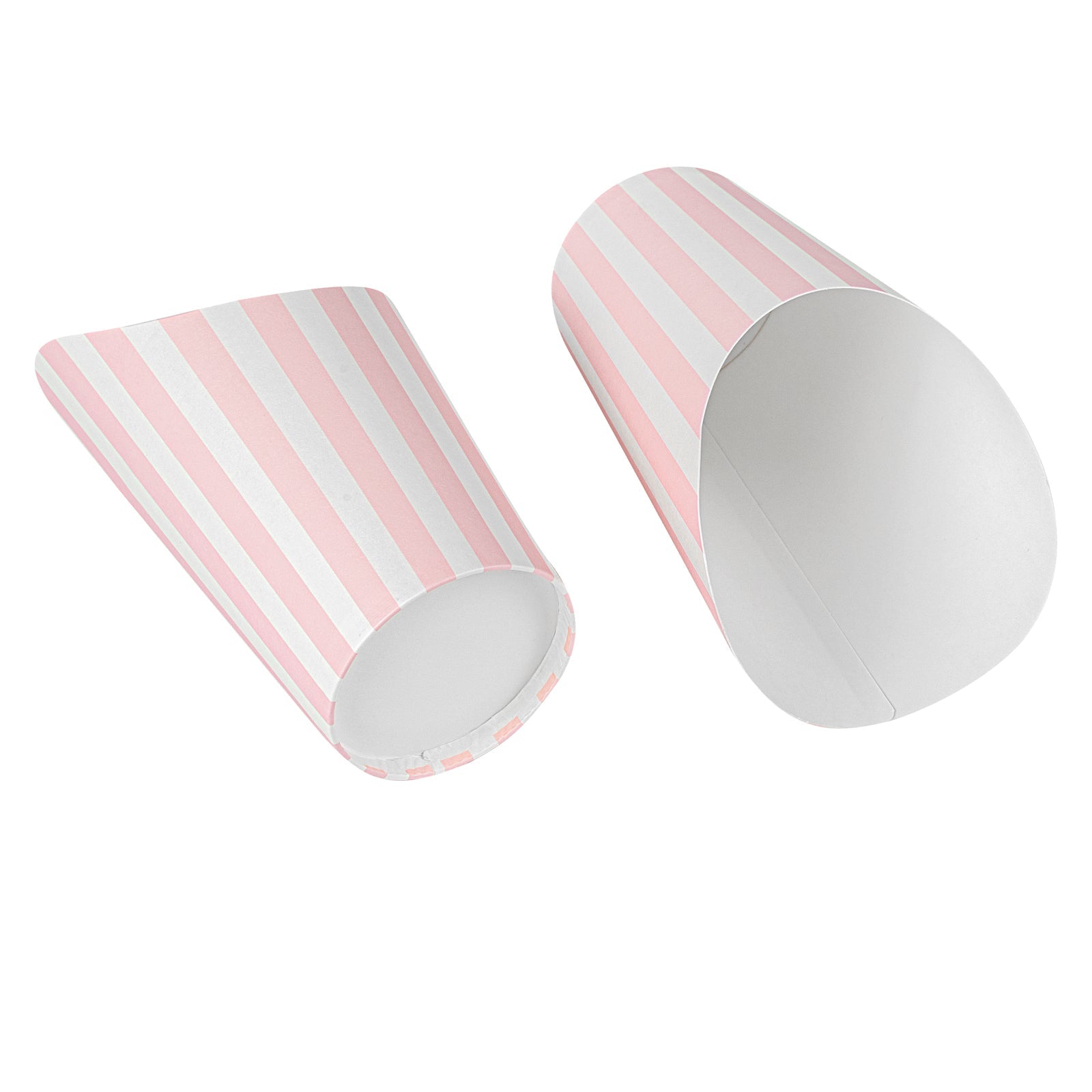 Bio Tek 16 oz Round Pink and White Stripe Paper Incline Cup - 3 1/2" x 3 1/2" x 5 3/4" - 100 count box