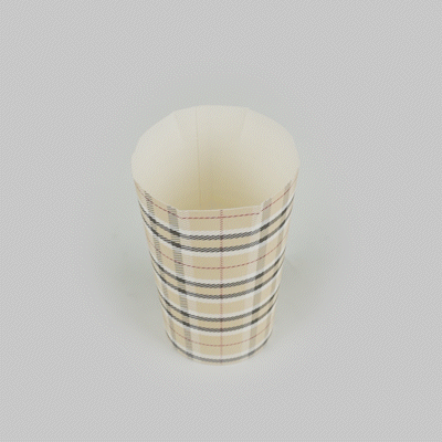 Bio Tek 16 oz Round Plaid Paper To Go Fry Cup - 3 1/4" x 3 1/4" x 4 1/4" - 100 count box
