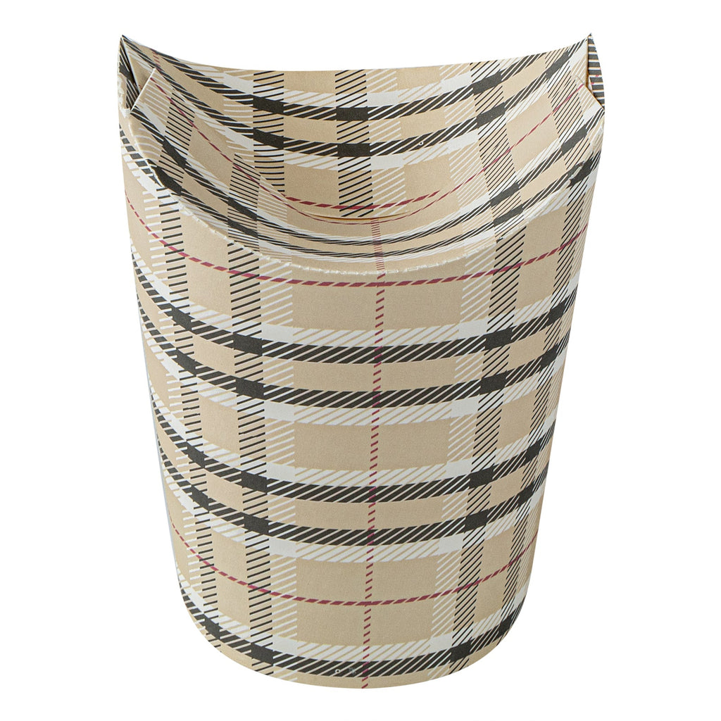 Bio Tek 16 oz Round Plaid Paper To Go Fry Cup - 3 1/4" x 3 1/4" x 4 1/4" - 100 count box