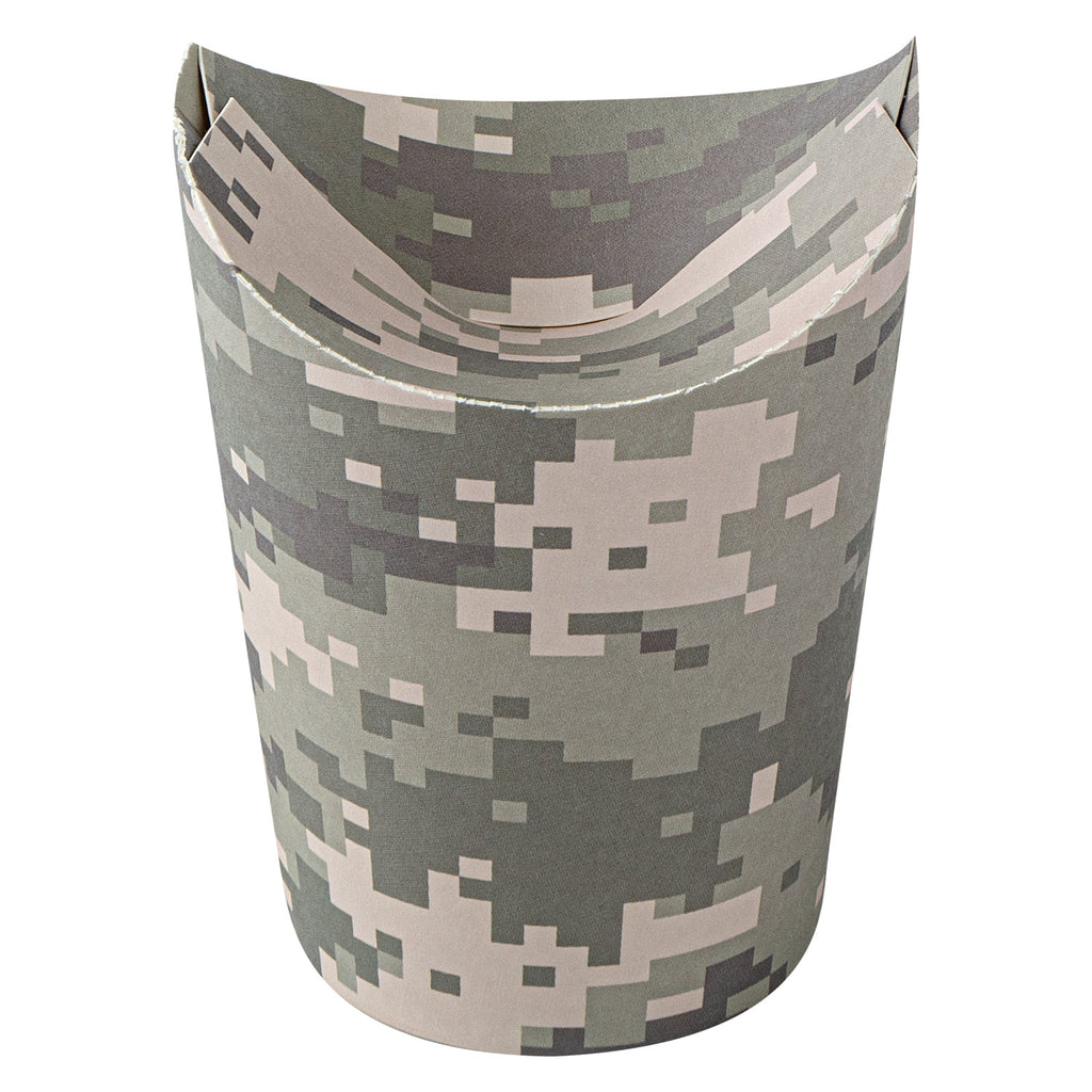 Bio Tek 16 oz Round Camouflage Paper To Go Fry Cup - 3 1/4" x 3 1/4" x 4 1/4" - 100 count box