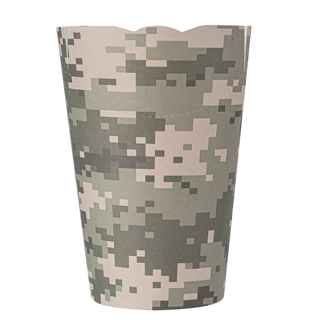 Bio Tek 16 oz Round Camouflage Paper To Go Fry Cup - 3 1/4" x 3 1/4" x 4 1/4" - 100 count box
