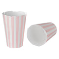Bio Tek 16 oz Round Pink and White Stripe Paper To Go Fry Cup - 3 1/4" x 3 1/4" x 4 1/4" - 100 count box