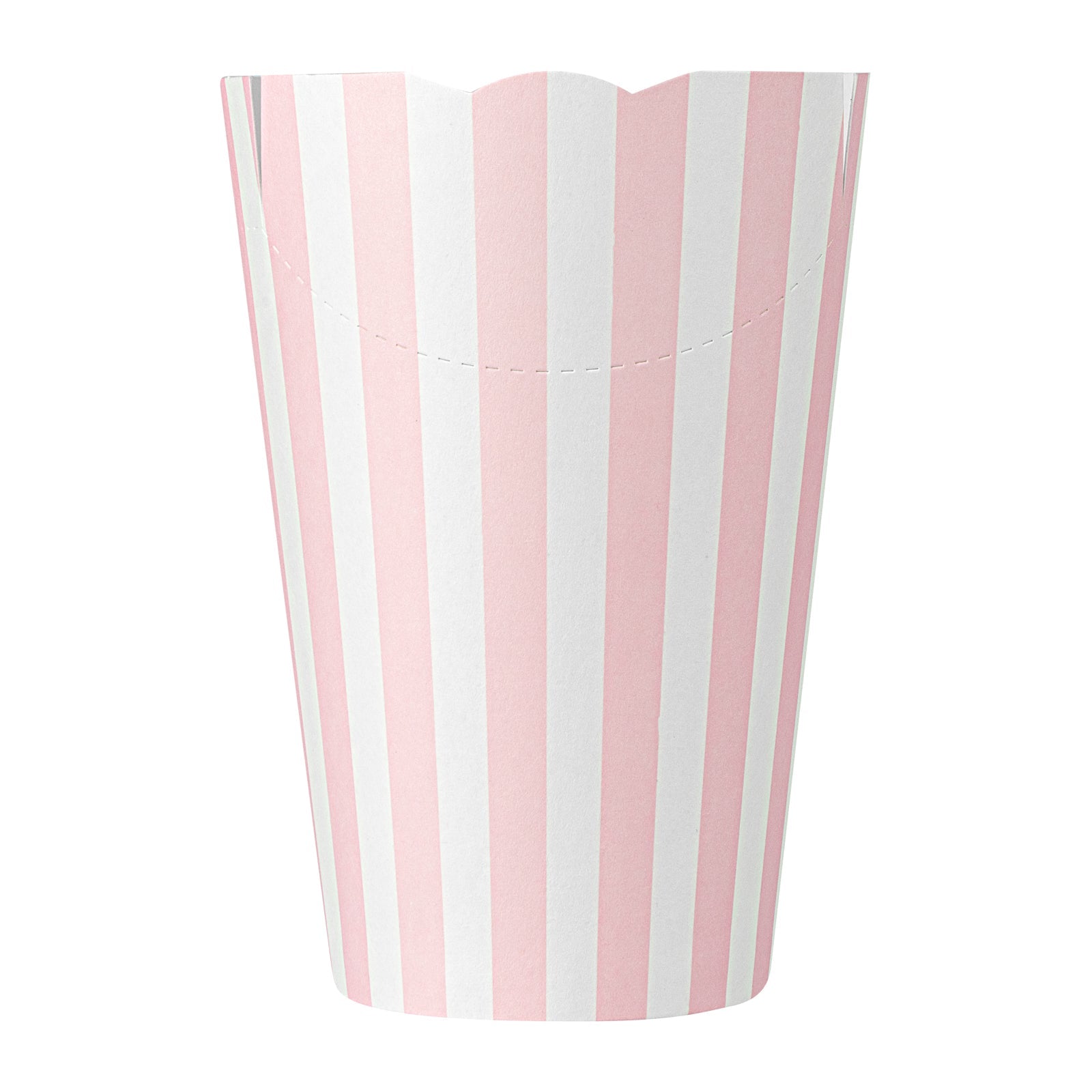 Bio Tek 16 oz Round Pink and White Stripe Paper To Go Fry Cup - 3 1/4" x 3 1/4" x 4 1/4" - 100 count box