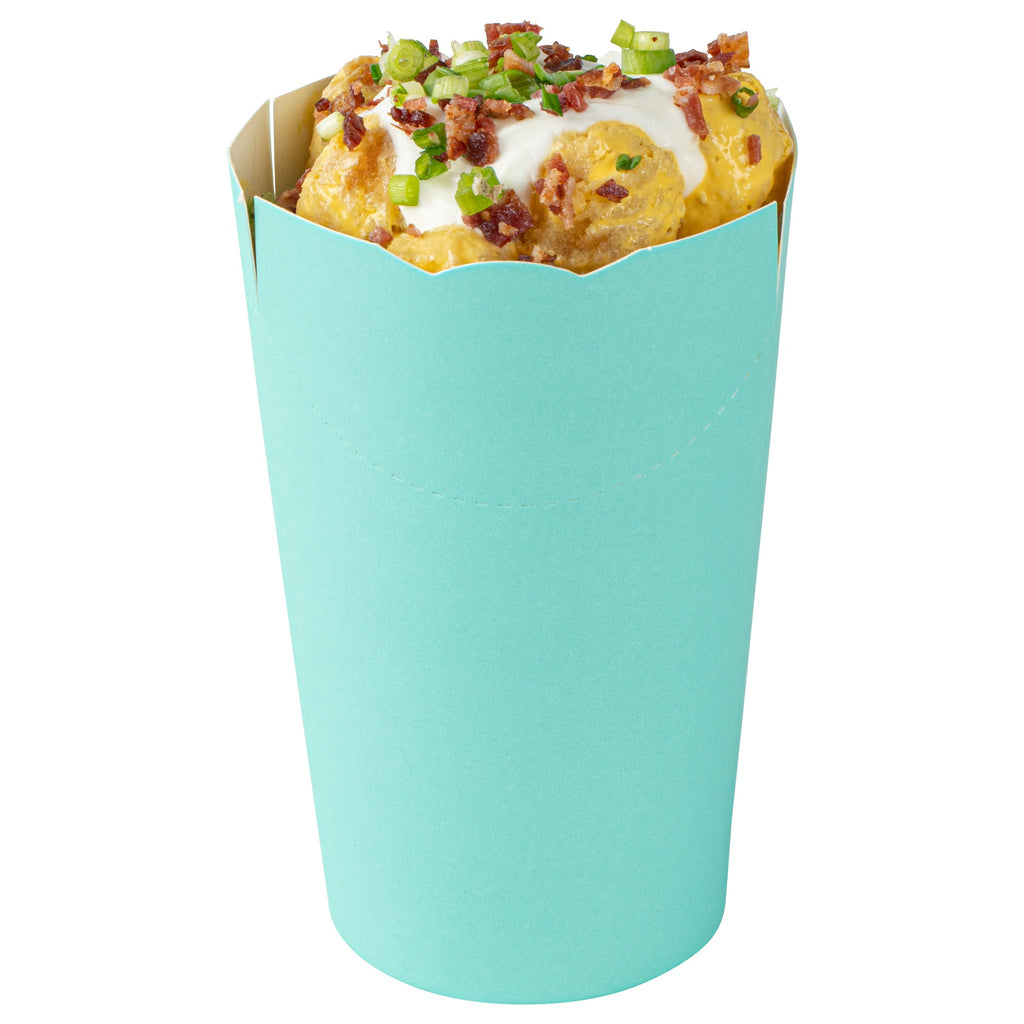 Bio Tek 16 oz Round Turquoise Paper To Go Fry Cup - 3 1/4" x 3 1/4" x 4 1/4" - 100 count box