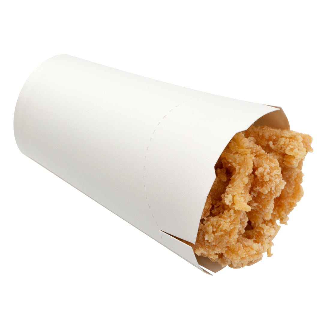 Bio Tek 16 oz Round White Paper To Go Fry Cup - 3 1/4" x 3 1/4" x 4 1/4" - 100 count box